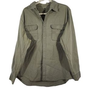 Faded Glory mens XL 46/48 Green Button Up Shirt Green Long Sleeve